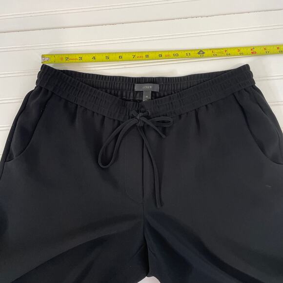 J. Crew Black Drapey Drawstring Waist High Waisted Cropped Pants Size 10 - Picture 9 of 10